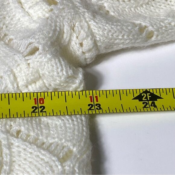Andree by Unit White Knit Crochet Wide Scoop Neck Sweater Women's Size Large - Picture 4 of 16